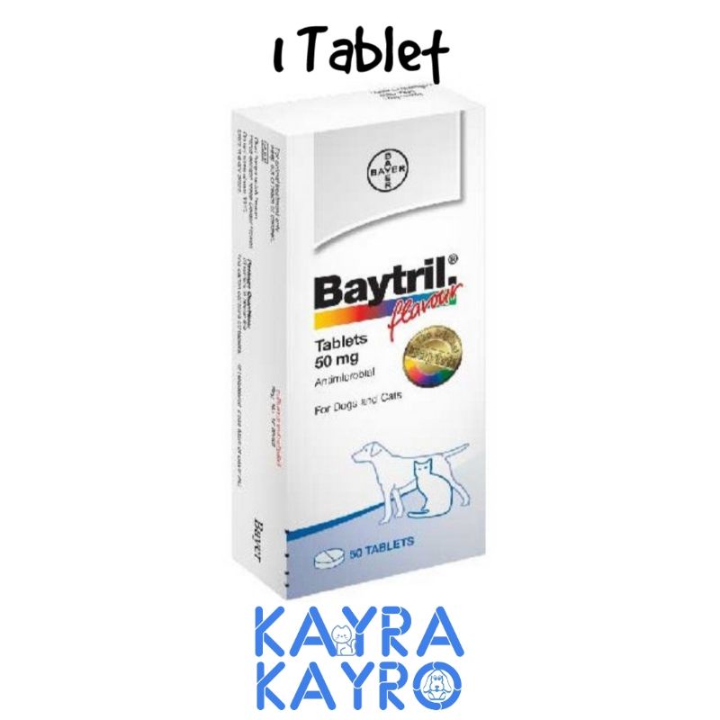 Baytril Flavor 50mg Antimicrobial Dog Cat 1 Tablet Dog Cat Bacterial