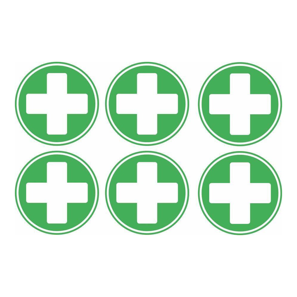 5cm Set of 6x First Aid Cross Sticker Vinyl Health Box Decal Self