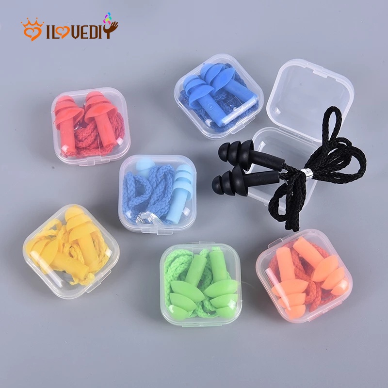 1 Pair Soft Reusable Silicone Ear Plugs/ Waterproof Noise Reduction