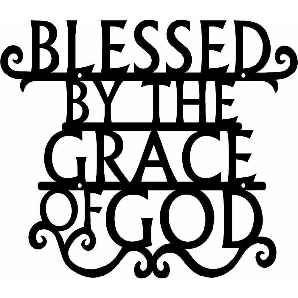 Blessed By The Grace of God Metal Wall Art Sign Wrought Iron Crafts