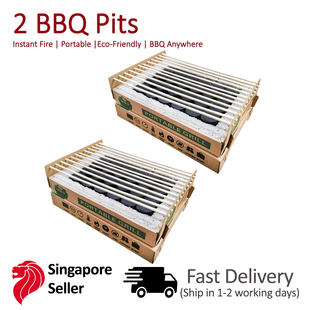 [SG Seller] 2x 100 Ecofriendly Disposable BBQ Pit Biodegradable BBQ Anytime Anywhere Shopee