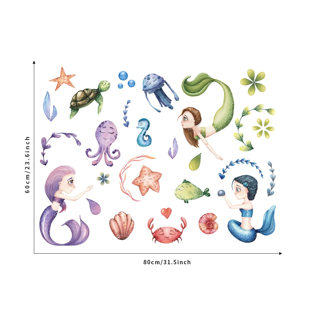 【Ready Stock】【Zooyoo】50 Cartoon Animals Plant Wall Stickers Cute Ocean
