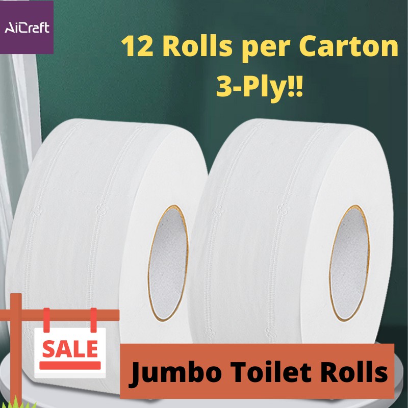 🎁 [SG STOCK] Commercial Jumbo Toilet Paper Rolls Large Box of 12 Rolls