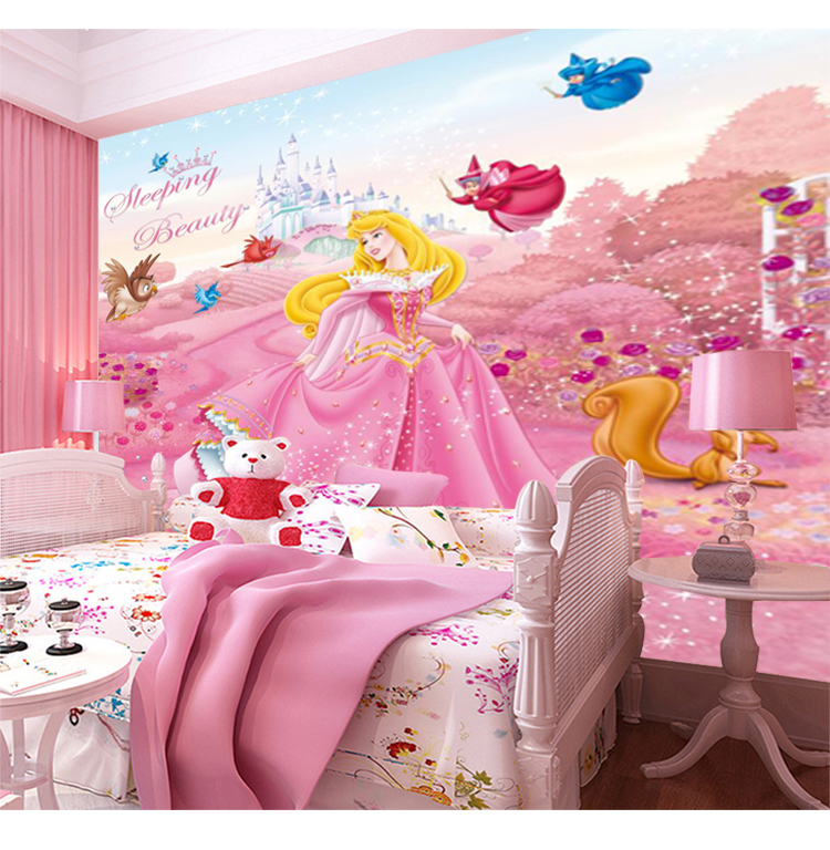 Customize Pink Disney Princess Room Wallpaper Mickey Cinderella Snow