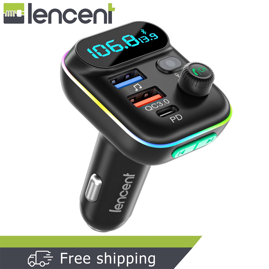Lencent Bluetooth 5.0 Car Transmitter, Lossless Hi-Fi Sound, Type C PD