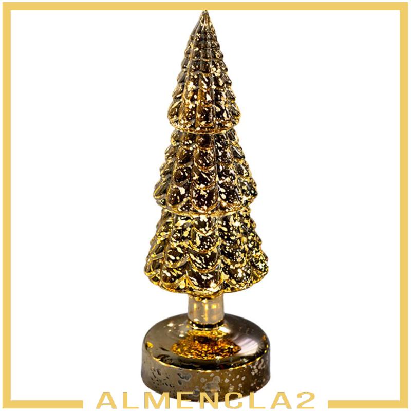 [Almencla2] Crafts Creation Small Glass Christmas Tree with LED Lights
