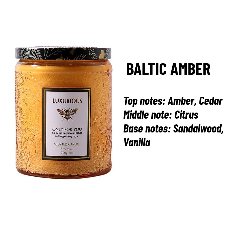 200g 4050H burn time Scented Candles, High end glass carved jar, Soy