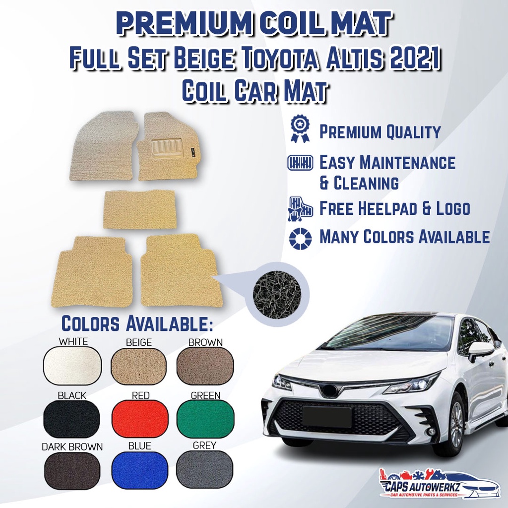 Premium Customized Single Color Coil Car Mats Toyota Altis 2021 Full Set Shopee Singapore