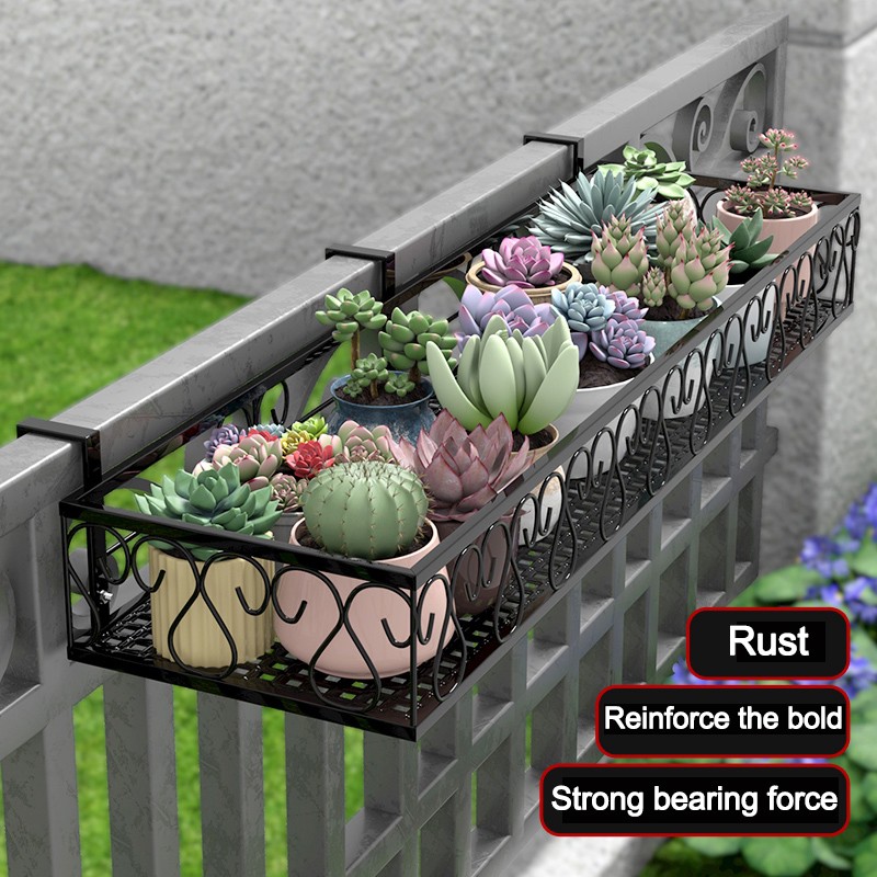 Plant Rack Balcony Flower Rack Wrought Iron Railing Flower Pot Holder