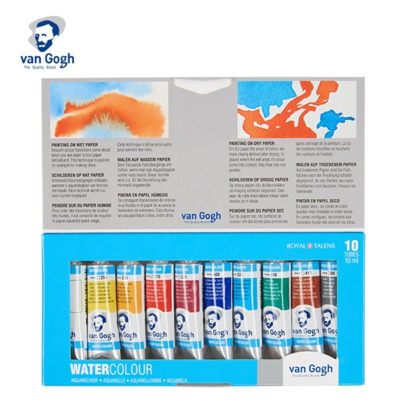 Van Gogh Watercolors 10 Tubes 10 ML. Watercolor 10 Colors Tube 10