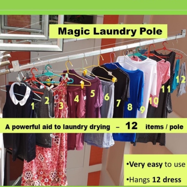 Magic Laundry Pole (MP2) Drying Rack Hanger Laundry Rack