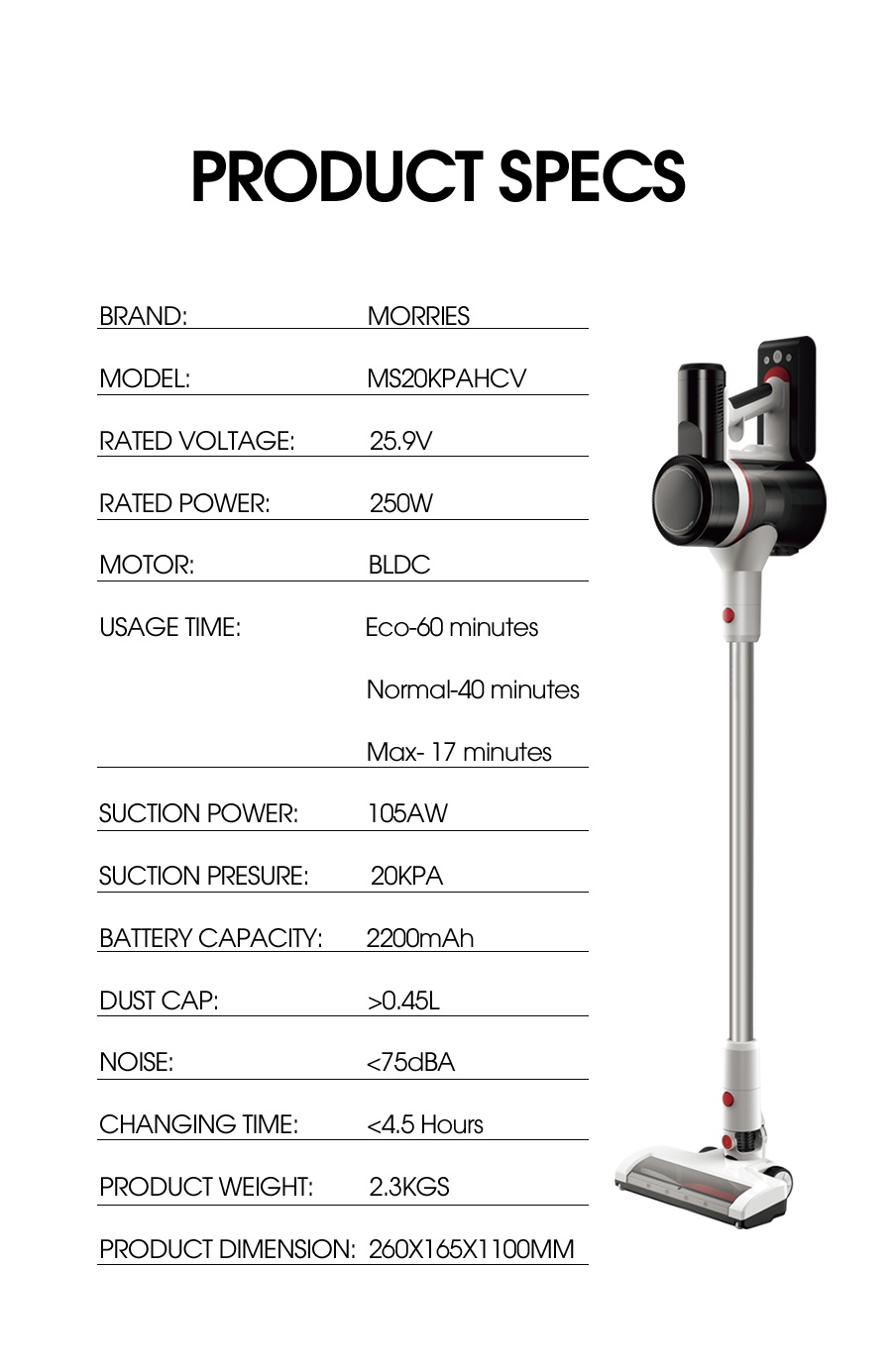 Morries 2 In 1 Cordless Stick Vacuum Cleaner MS20KPAHCV Shopee Singapore