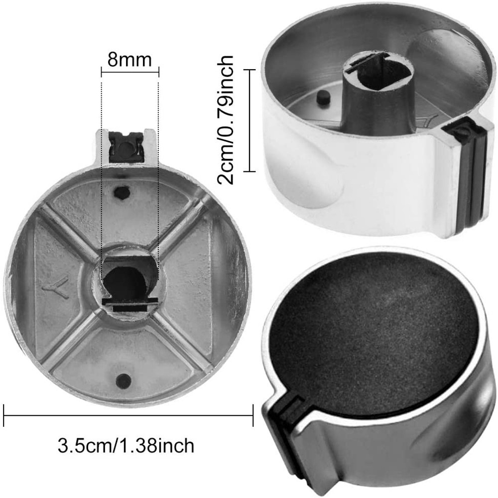1Pcs Gas Stove Knob Metal 8mm Black Gas Stove Control Knobs Fashion