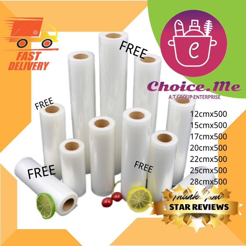 （SG Local ) 5.5 4 free 1Vacuum Sealer Roll Plastic Bags Fresh Food