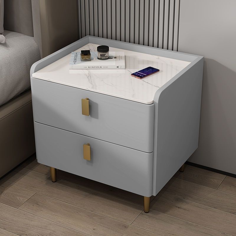 YOULITE Bedside Table Nordic Solid Wood Bedside Table Bedroom Slate