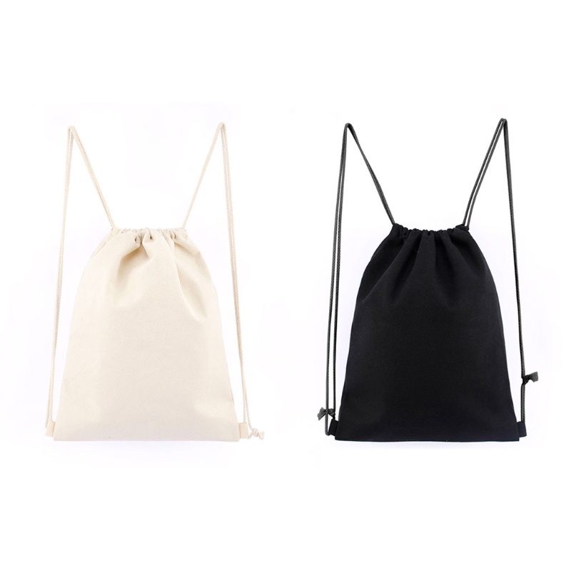 【seve*】 Cotton Canvas Drawstring Backpack Bag Gym Sackpack Sport String