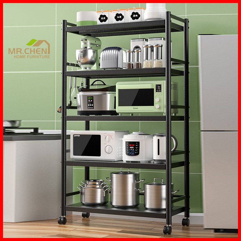 【In stock】Kitchen Rack Shelf With universal wheels Storage Rack Anti