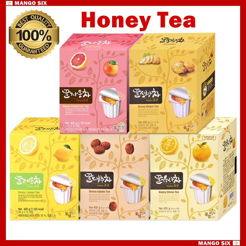kkohshaem Korean Honey Tea Portion Honey Citron, Honey Lemon, Honey Jujube, Honey Grapefruit