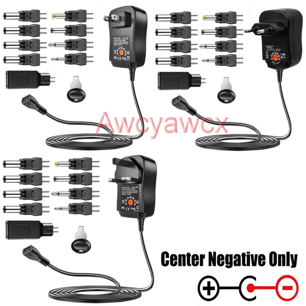 30W reverse polarity AC Adapter DC 3V 4.5V 5V 6V 7.5V 9V 12V 1A 2A 2.5A