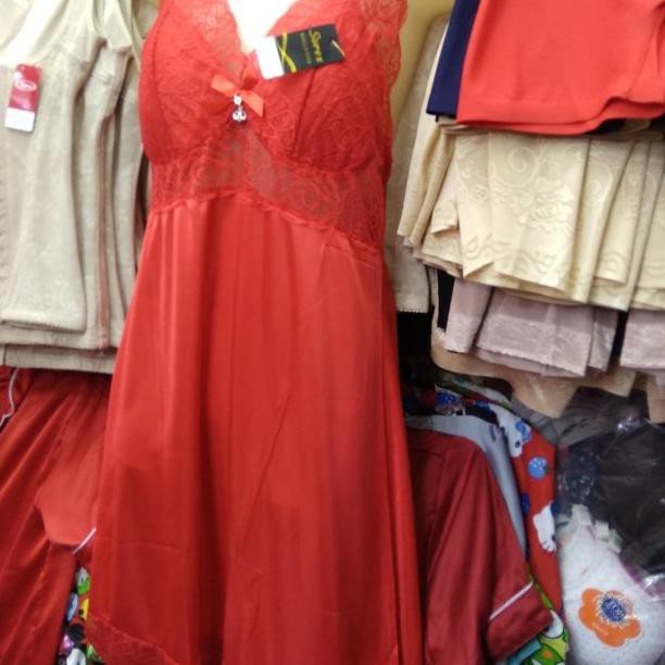 Sorex Nightgown 7046 Satin Premium Nightgown With Bra Cup Black