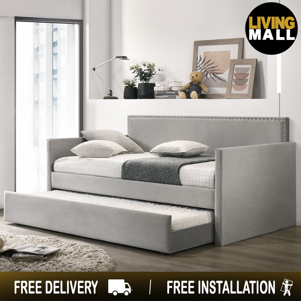 Living Mall Anthony Upholstered Casual Daybed Set with Trundle Shopee Singapore