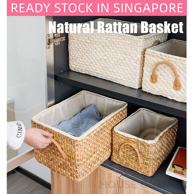 SG STOCK Manual Woven Storage Basket Handmade Laundry Wicker Baskets
