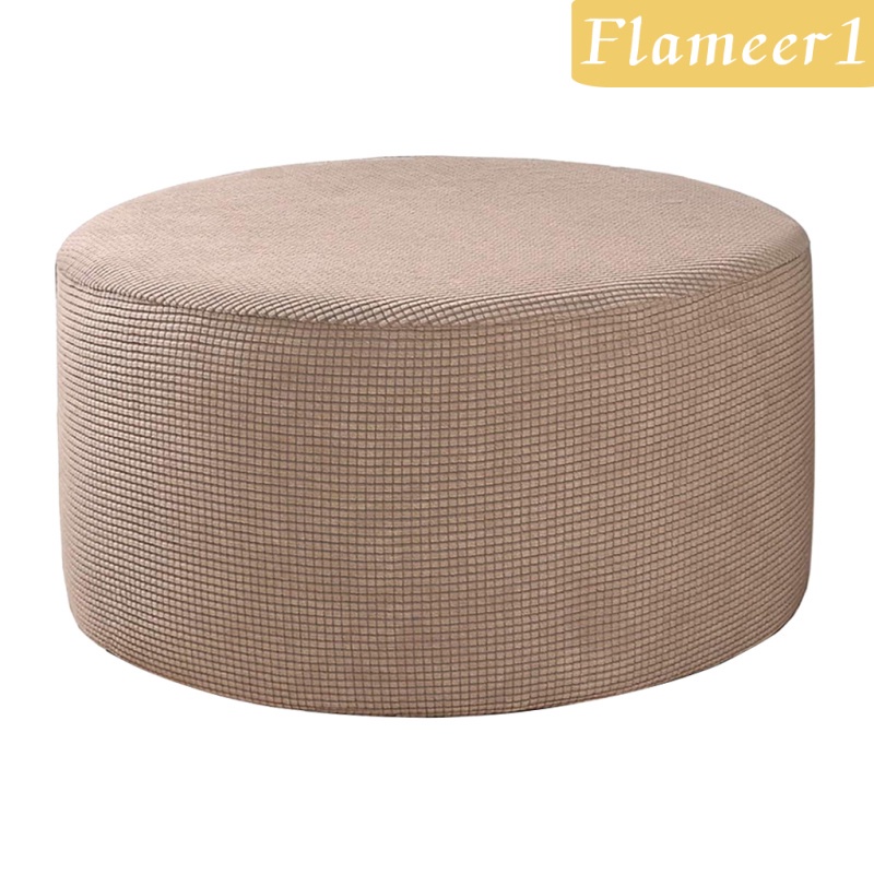 [FLAMEER1] Round Ottoman Slipcover Footstool Footrest Cover Living Room