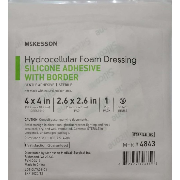 McKesson Hydrocellular Foam Dressing Silicone Adhesive Border 10x10cm