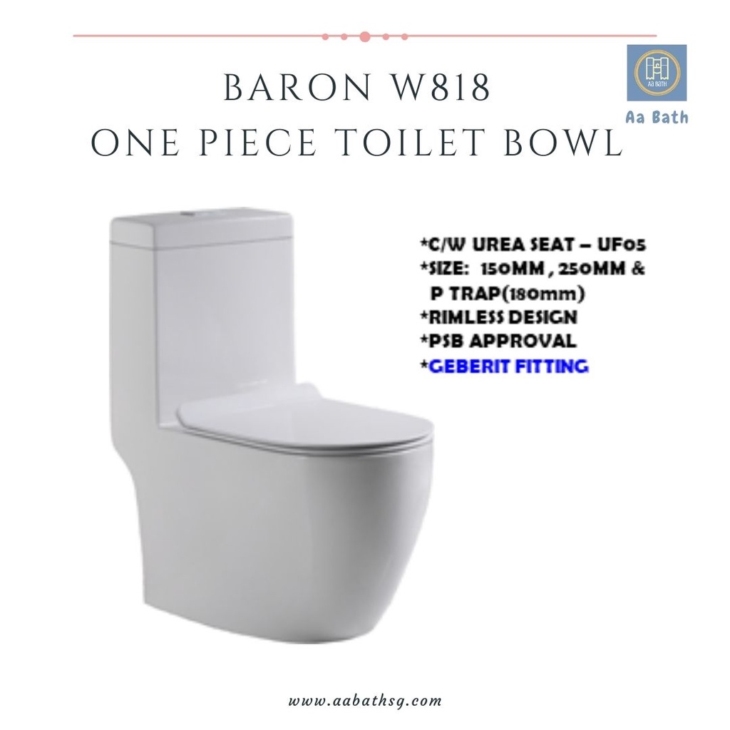 [SG Seller] Baron W818 One piece Toilet Bowl (Rimless) New Design