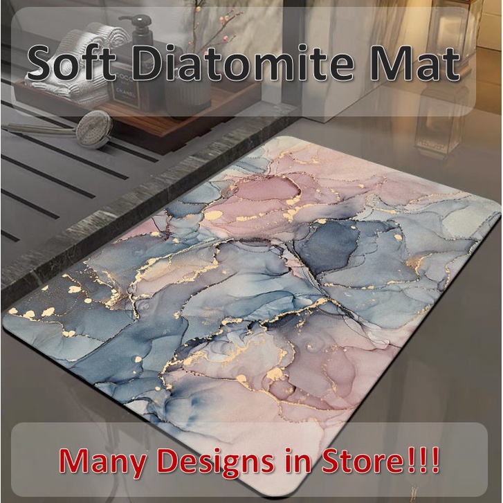Soft Diatomite Bathroom Mat (600mm x 400mm ) High Absorbent Anti Slip