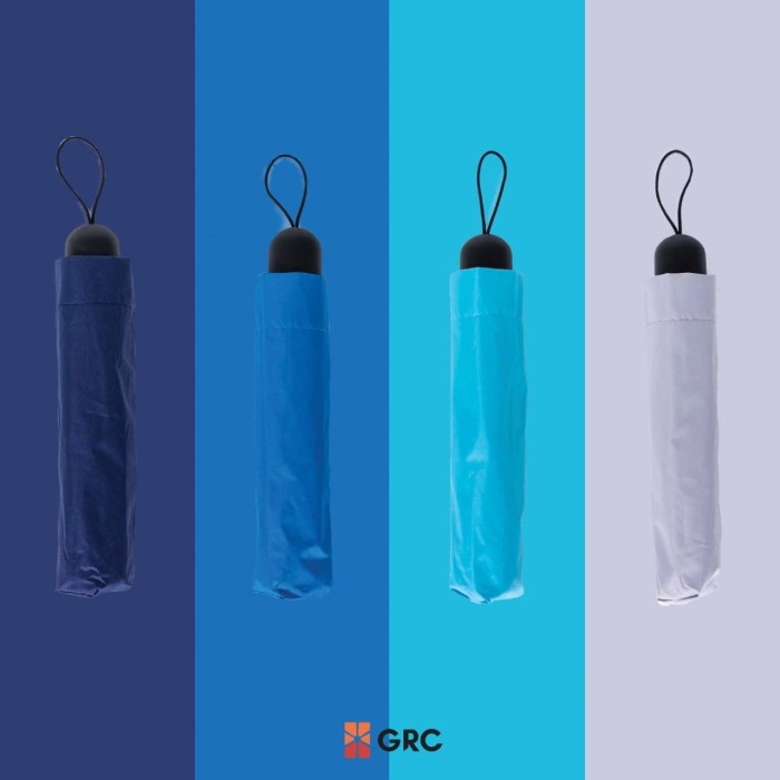 HITAM 3fold Umbrella Plain Blue Gray/Black 303layer/anti UV/GRC