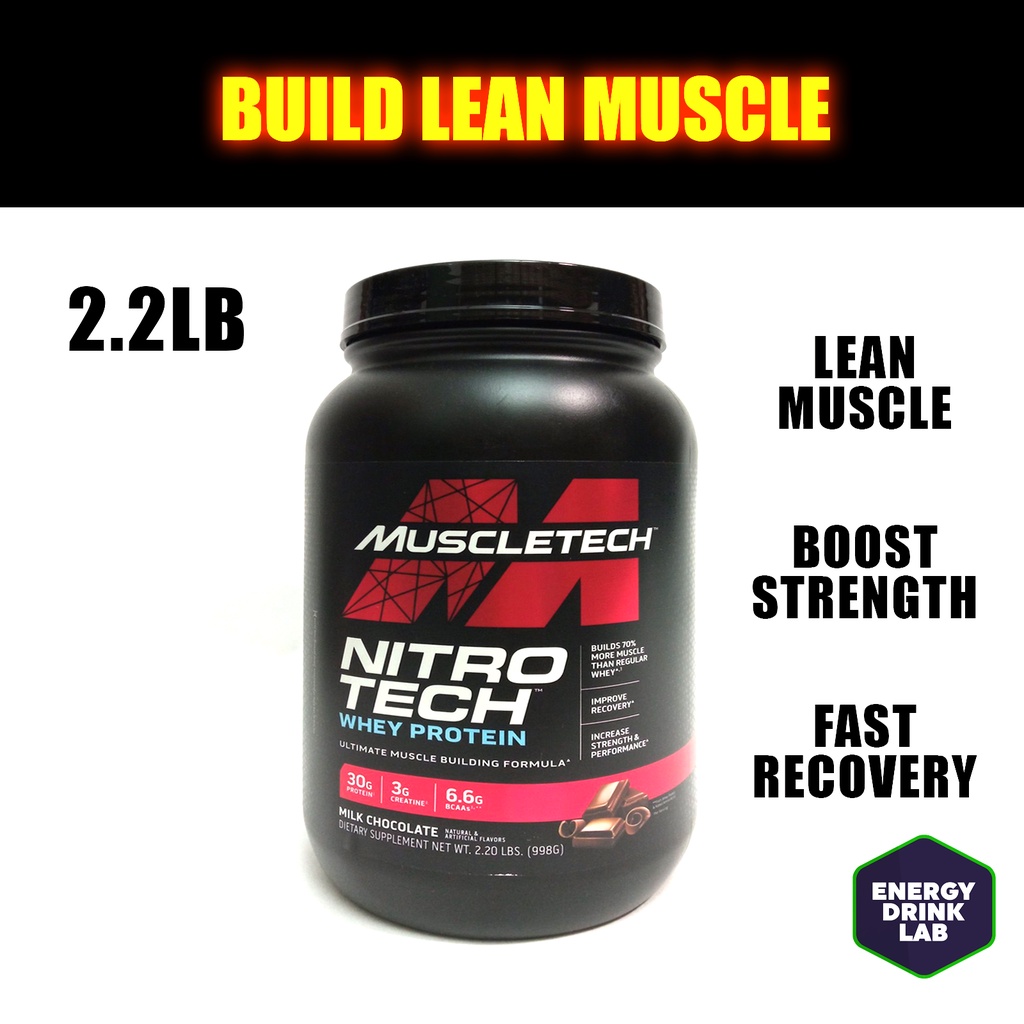 MuscleTech Nitro tech Whey Protein + Muscle Building Formula 2.2LB