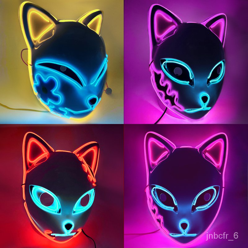 Face mask💯New LED Glowing Mask Anime Demon Slayer Mask Anime Cosplay