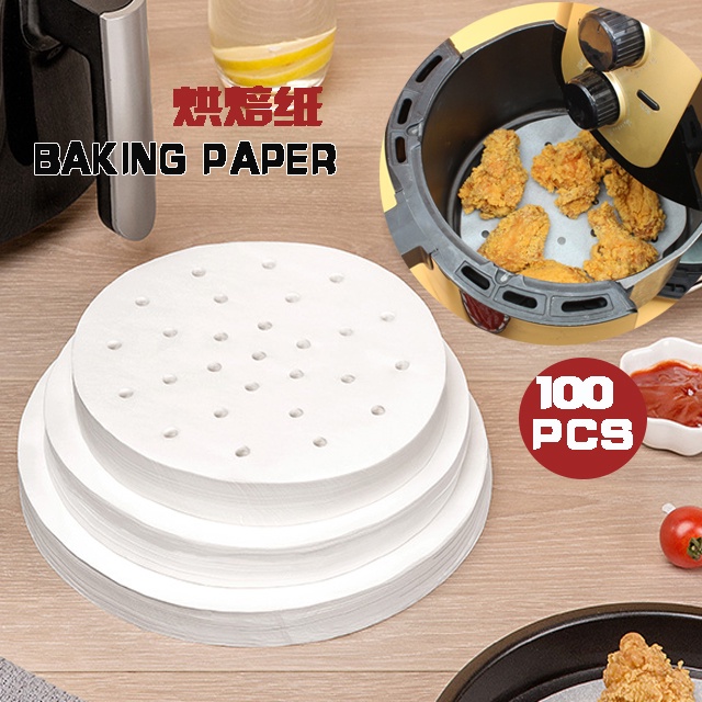 100pcs/pack Barbecue Air Fryer Paper barbecue steamed mat, Bamboo