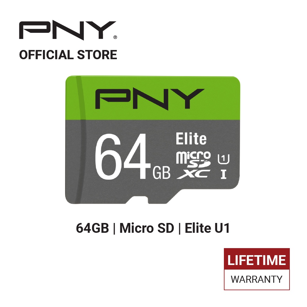 PNY Elite Class 10 U1 microSD Flash Memory Card 64GB (with SD card