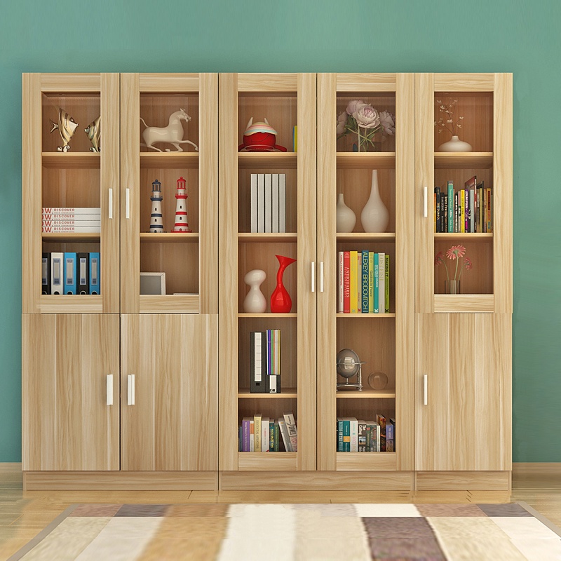Solid Wood Bookshelf Data Filing Office Bookcase with