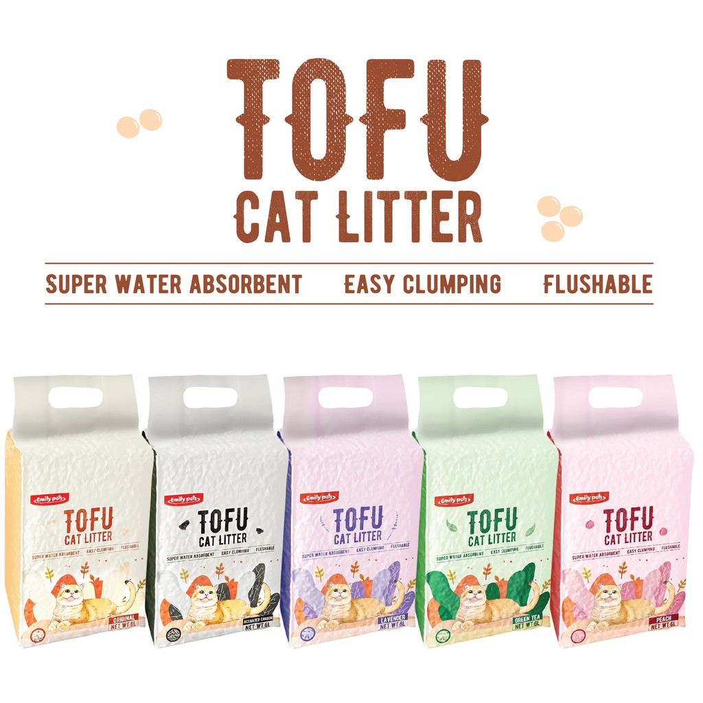 Emily Pets Tofu Cat Litter 6L ***Bundle set of 6 Bags*** Shopee