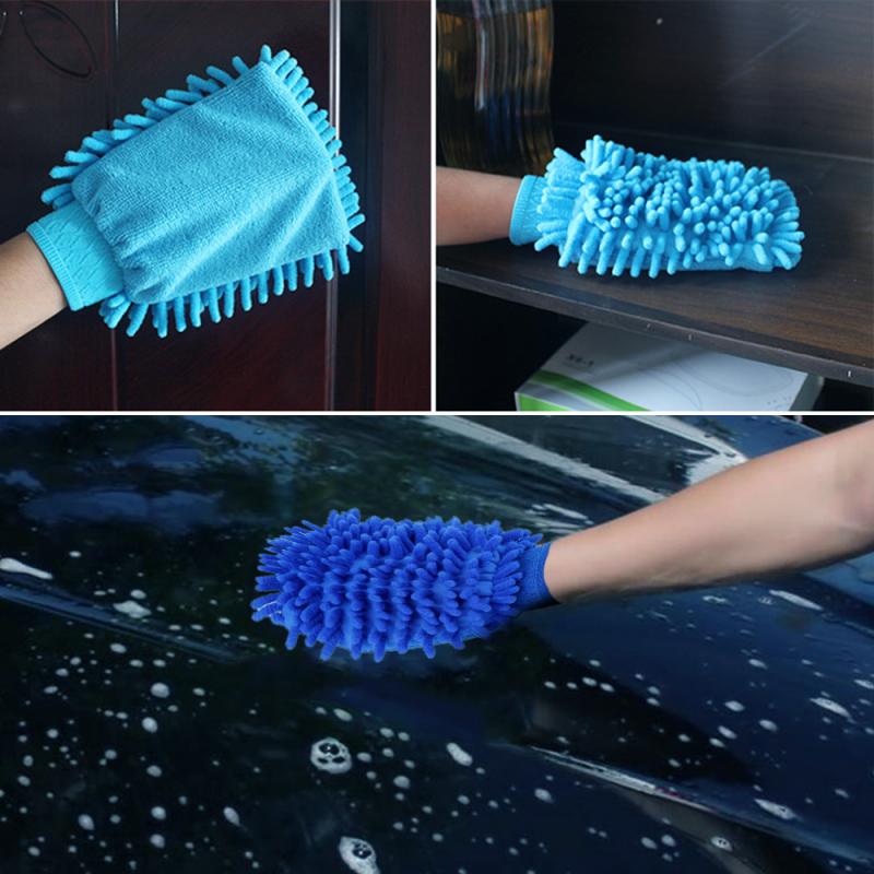 Double Sided Microfiber Car Wash Gloves Kitchen Cleaning Cloth Duster Gloves Chenille Window