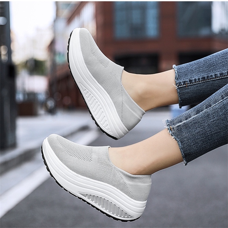 Women Wedges Breathable Slip On Casual Cutouts Sport Shoes Outdoor