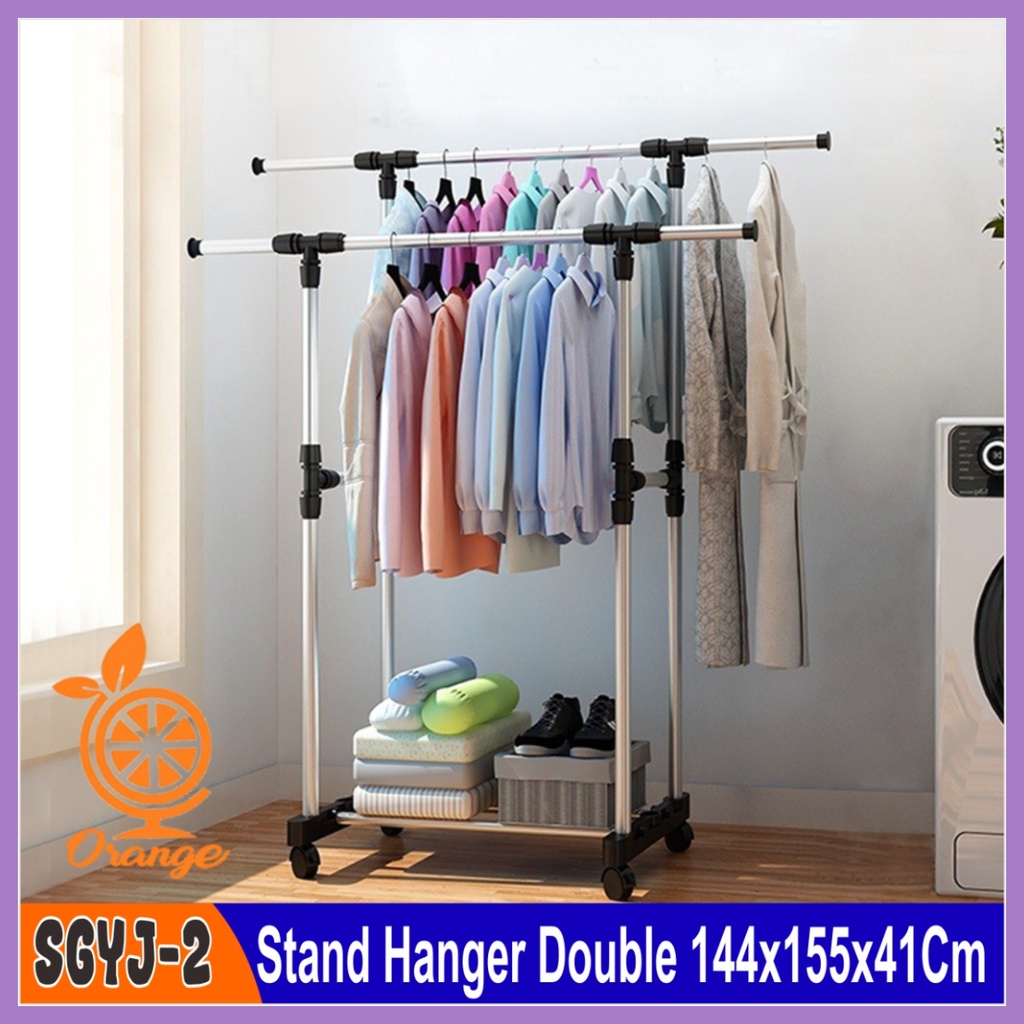 GANTUNGAN 2sided Double Clothesline Clothesline Clothes Hanger Rack