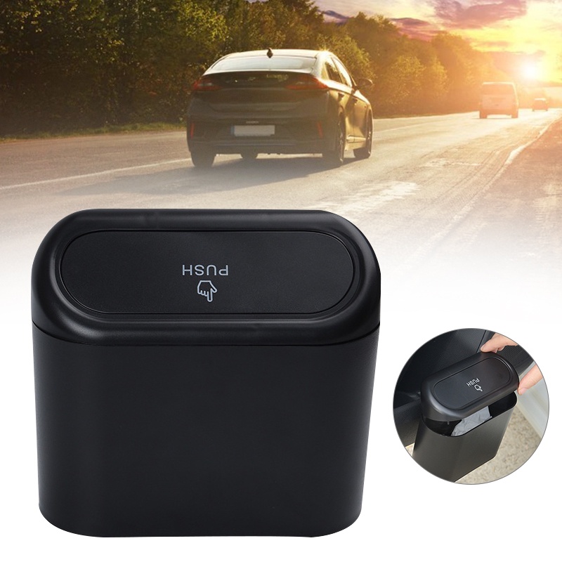 Car Van Trash Waste Bin Flip Case Rubbish Holder Wrapper Garbage Can