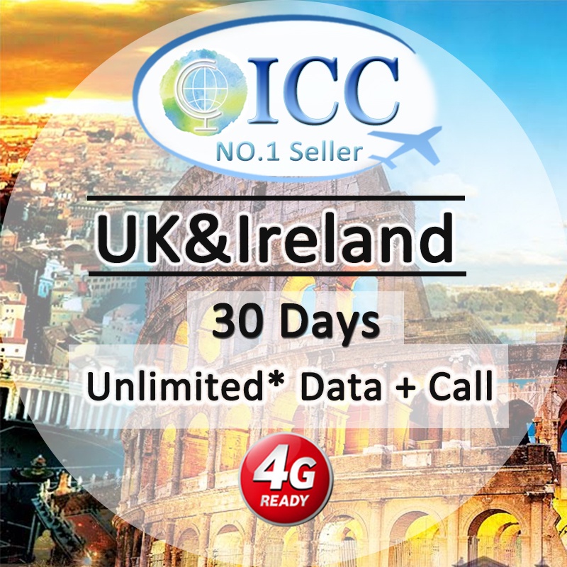 ICC SIM Card_ UK & Ireland 30 Days 7GB/40GB/100GB SIM Card Shopee