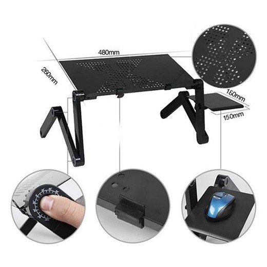 Laptop Table 360° Adjustable Foldable Laptop Notebook Pc Desk Table Vented Stand Large 480mm