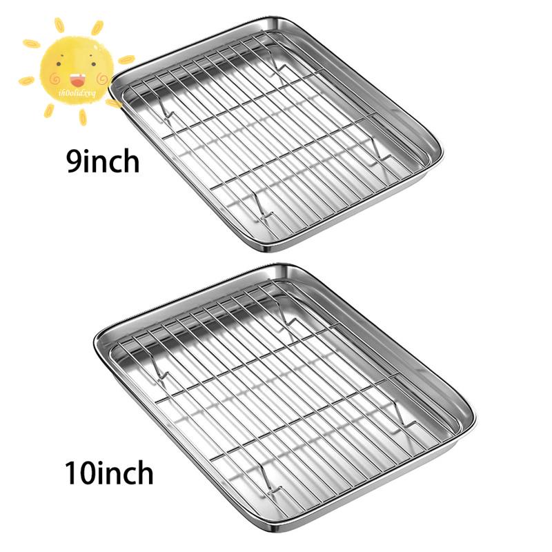 10 Inch Toaster Oven Tray and Rack Set, Small Stainless Steel Baking