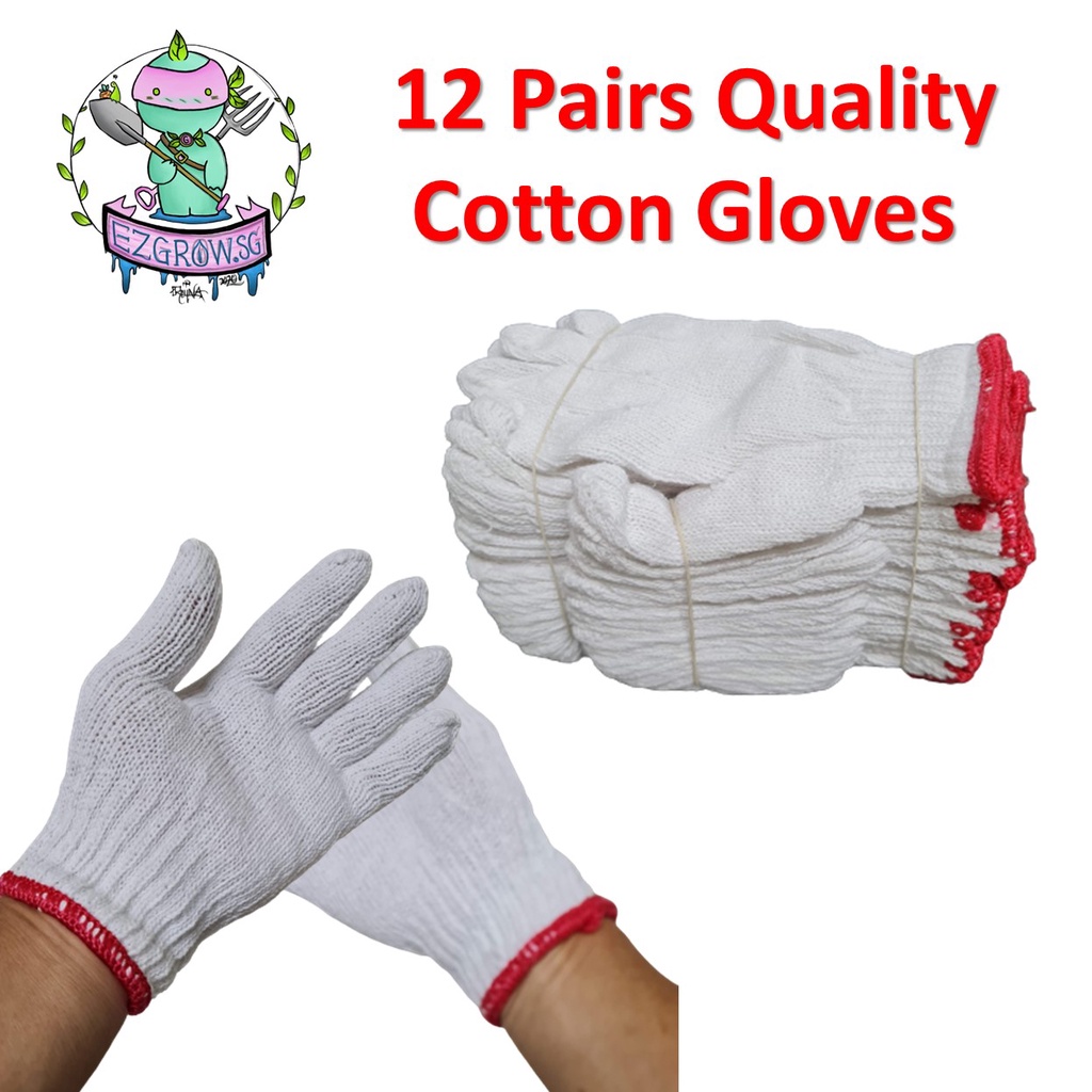 Quality Cotton Gloves for Gardening in 6 Pair Pack and 12 Pairs Pack