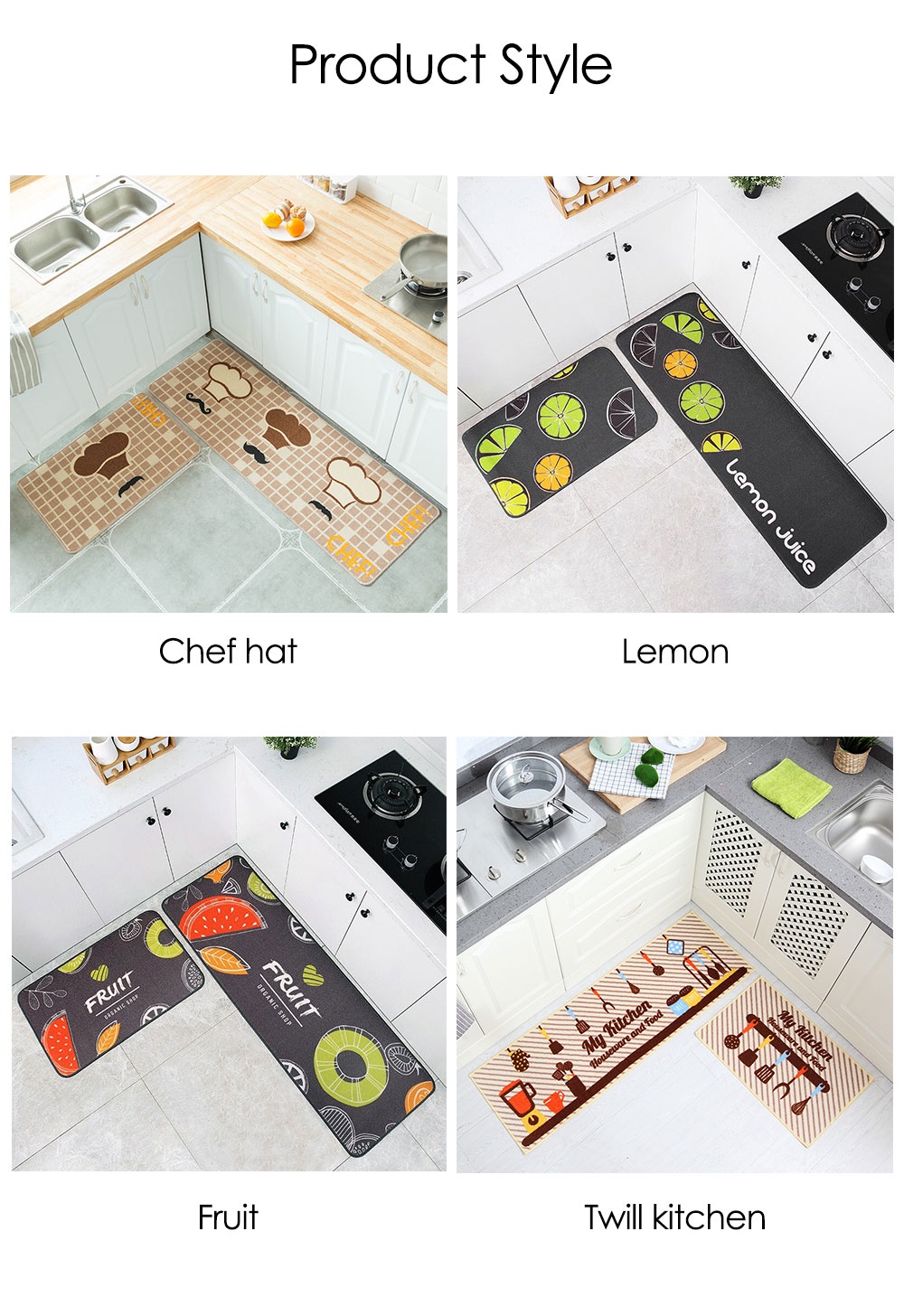 [2pcs] Antislip Kitchen Mat Set Water and Oil Absorption NonSlip