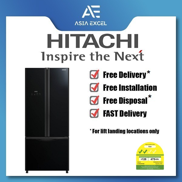HITACHI RWB560P9MS 465L BLACK 3 DOOR FRENCH BOTTOM FREEZER REFRIGERATOR Shopee Singapore