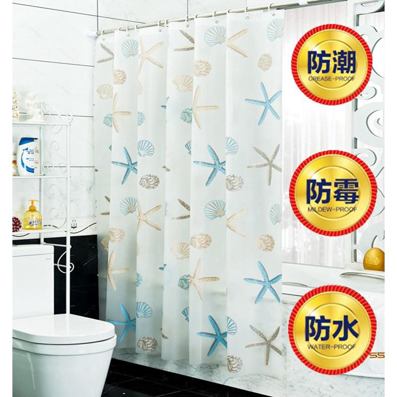 Ecofriendly PEVA Moldproof Waterproof Shower Curtain with 12 hooks