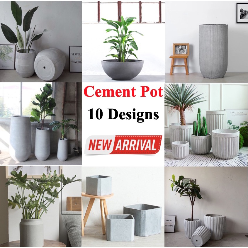 [SG SELLER] Ceramic Pot Artificial Plant PotsClassic Solid Color Cement