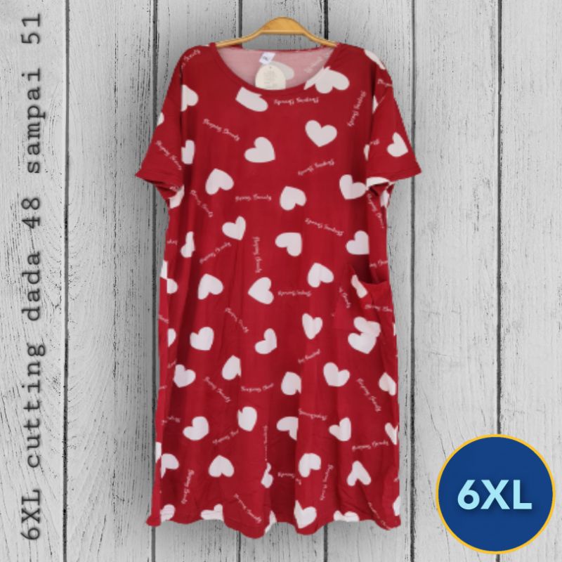 (6XL Dress) Dress Tidur Plus Size 6XL / Ladies Sleeping Dress Big Size